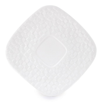 Костяной фарфор АККУ  Квадратики блюдце  диам. 15,5 см, выс. 1,2 см