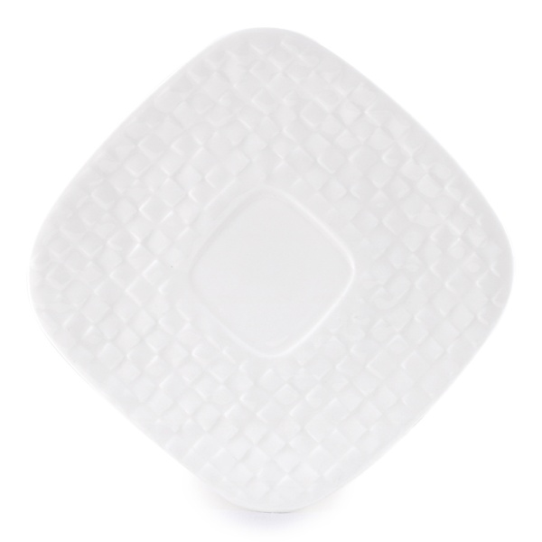 Костяной фарфор АККУ  Квадратики блюдце  диам. 15,5 см, выс. 1,2 см