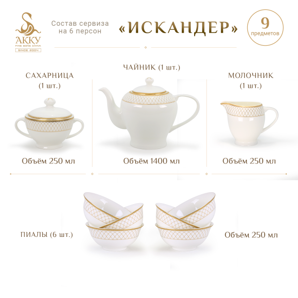 Искандер чайный сервиз с пиалами